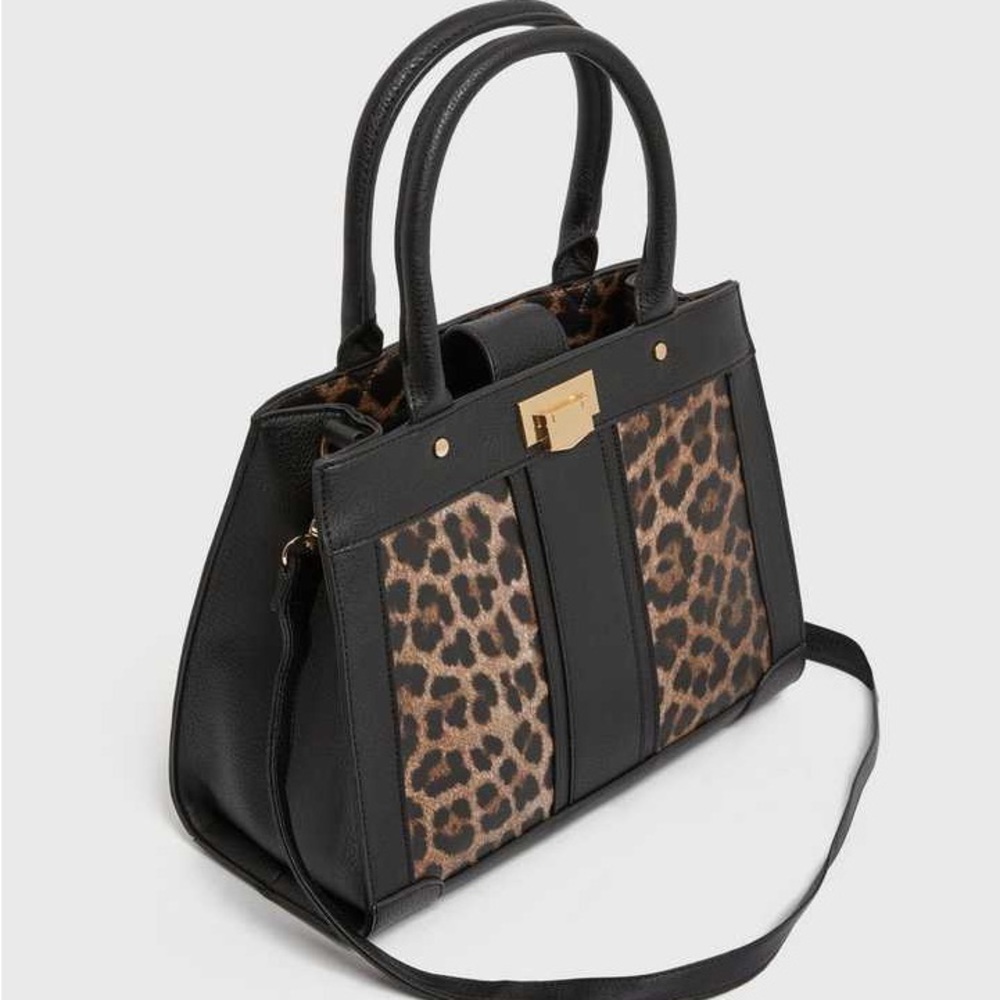 Black and Leopard Print Tote